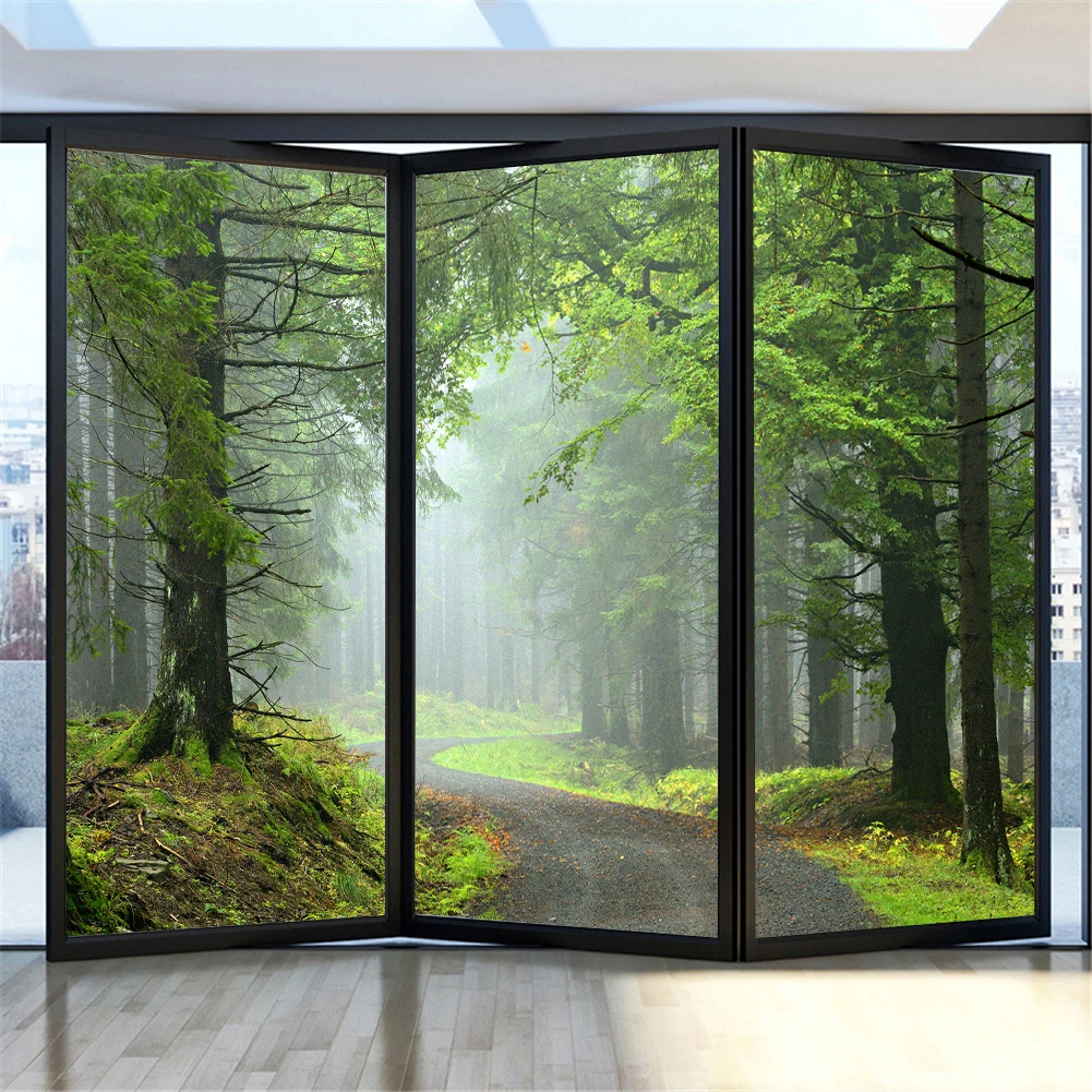 

Window Film Privacy Foggy Forest Frosted Glass Sticker Heat Insulation and Anti UV Blocking Static Cling sticker for Home