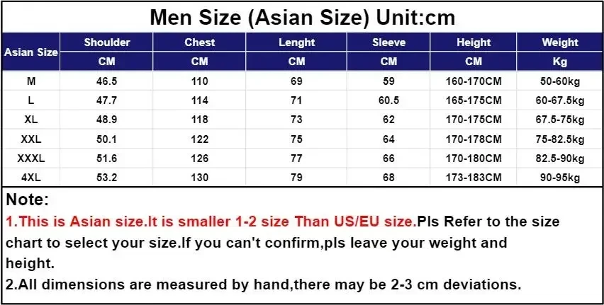 Size Chart for Leduntino Winter Jacket - Full View Leduntino Winter Jacket size chart - full view with measurements in cm and inches