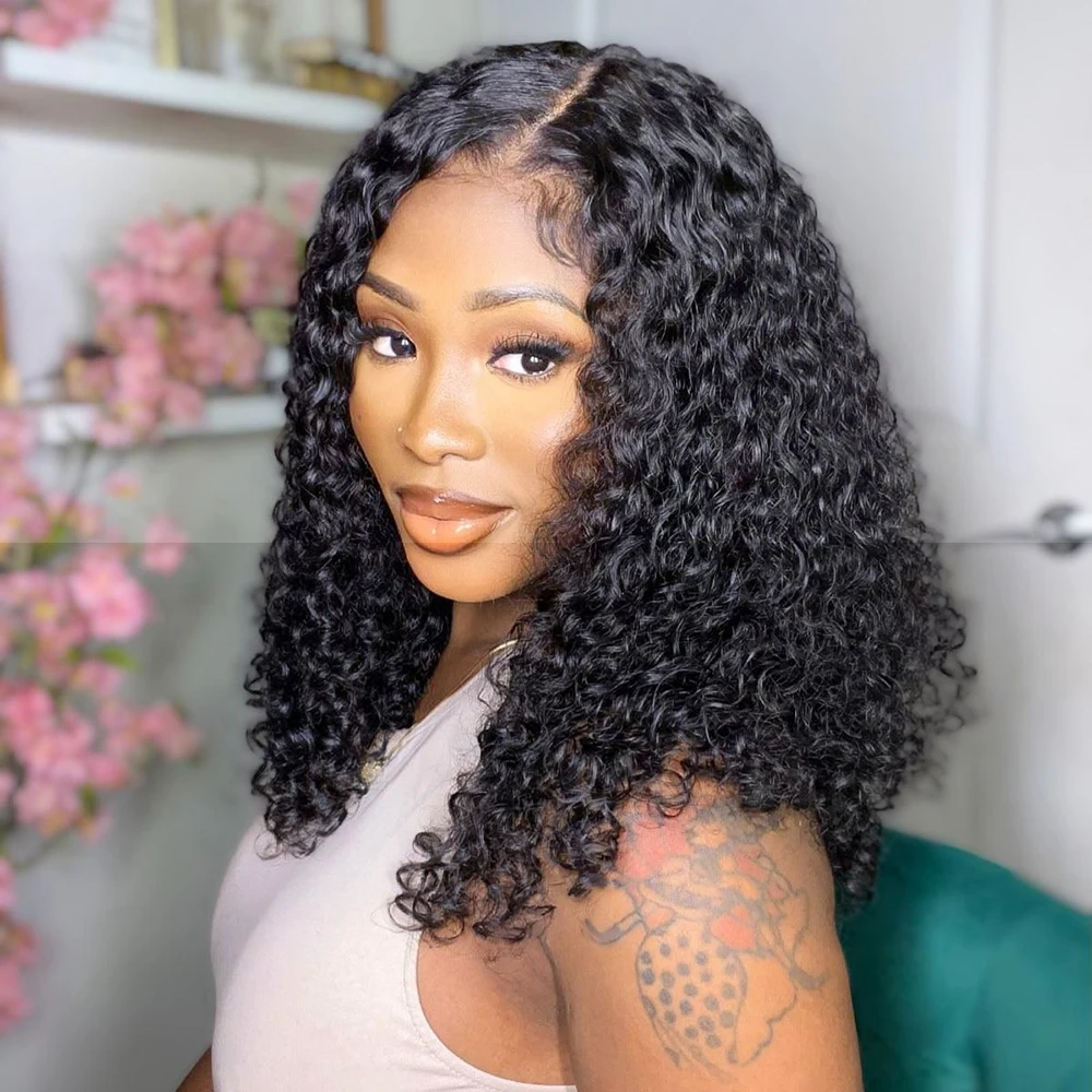 

Short Curly Bob Lace Front Wig Human Hair 100% Lace Frontal Wig For Women HD Lace Wig 13x6 Glueless Wig Human Hair Ready To Wear