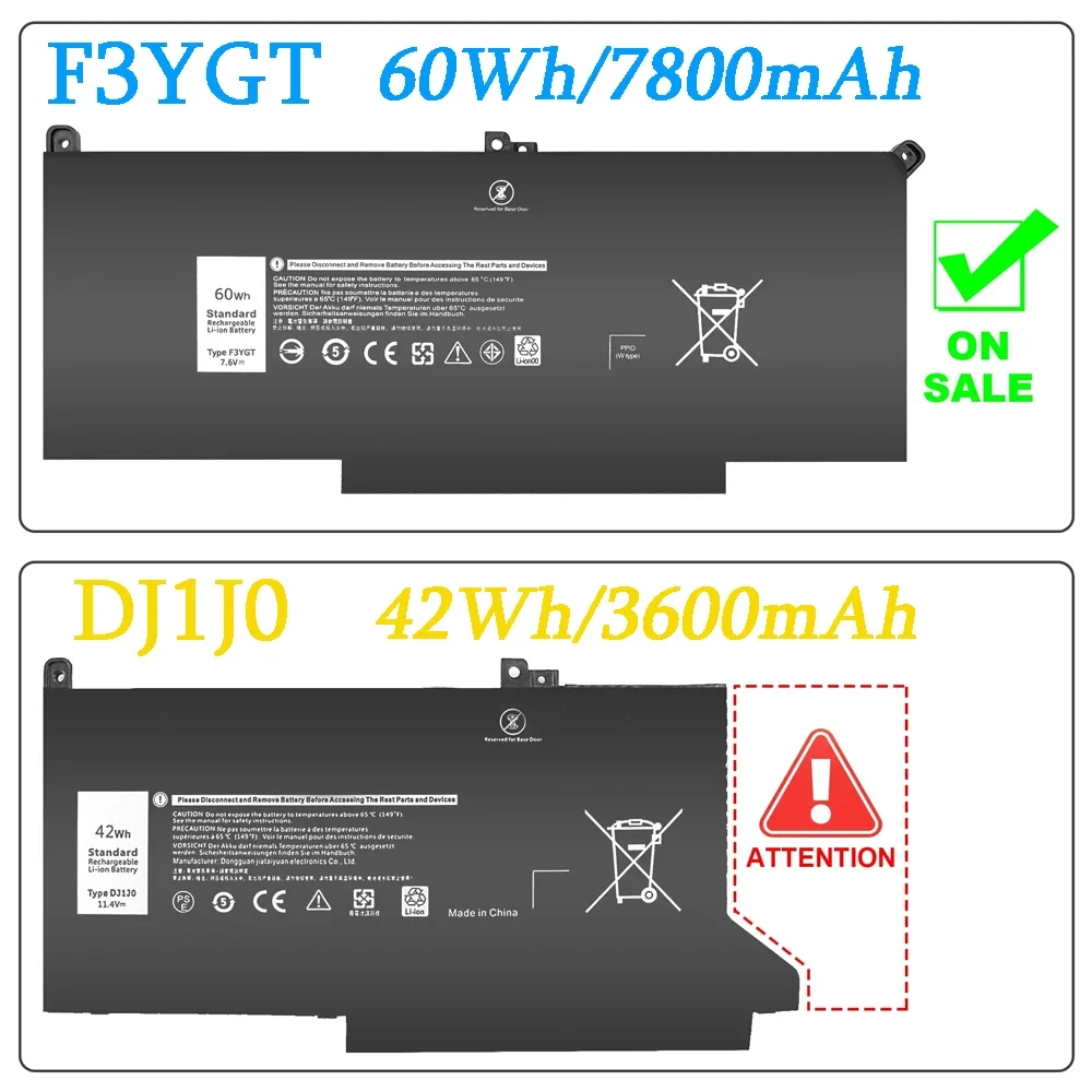 

Damaite F3YGT Battery For Dell Latitude 7480 12 13 7000 7280 7290 E7280 E7290 E7380 E7390 7000 7380 7390 7480 7490 2X39G DJ1J0