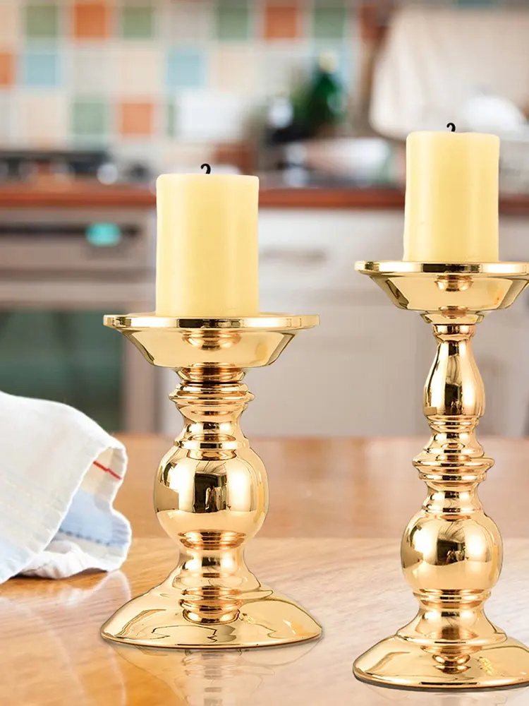 

Gold Metal Pillar Candle Holders Wedding Centerpieces Candlestick Holder For 2 Inches Candles Stand Decoration Ideal For Wedding