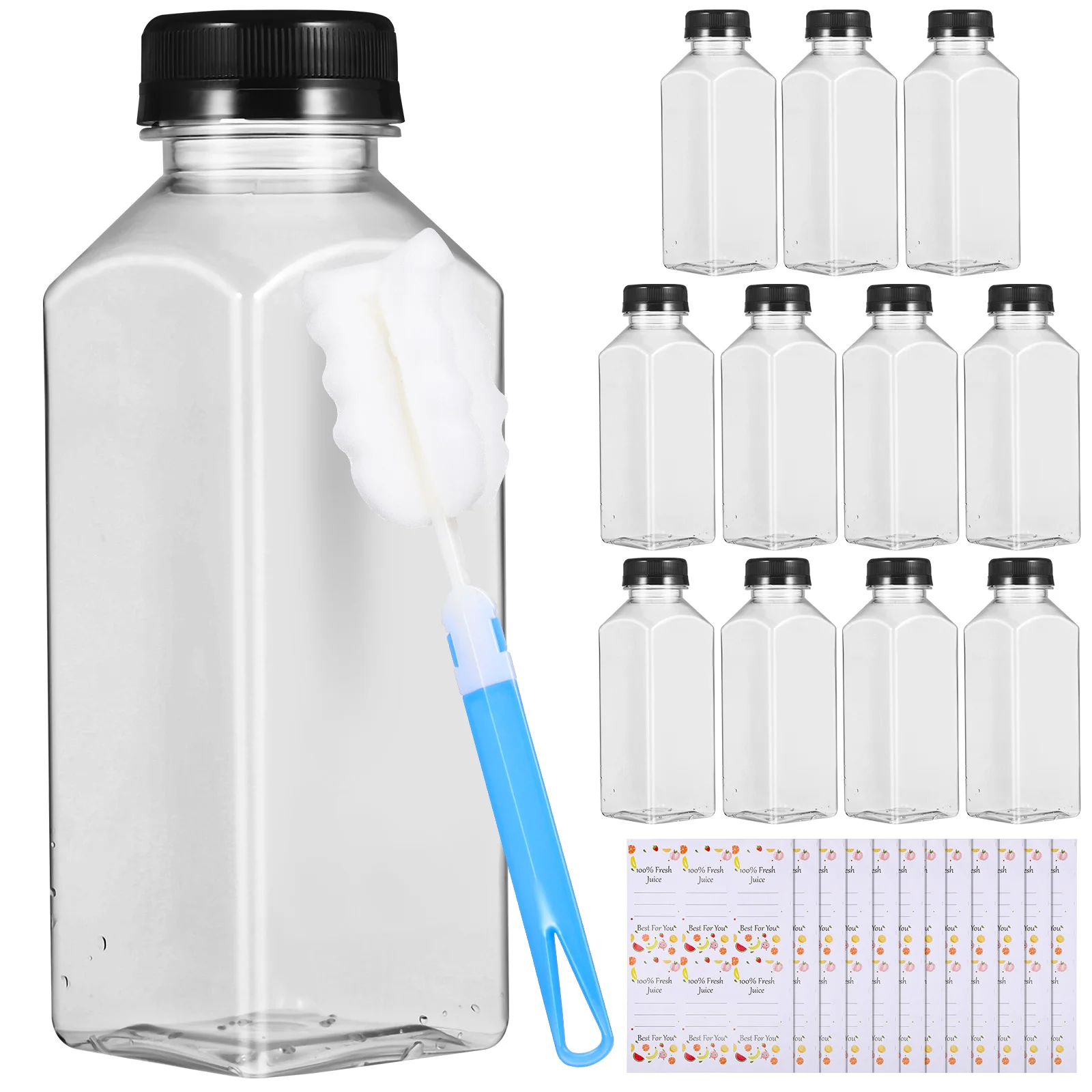 Beverage Bottles 360ml 12 Pieces with Stickers Brush Funnel Reusable for Drinks Jar Grubber Milk Container Small The Pet Juice
Beverage Bottles 360ml 12 Pieces with Stickers Brush Funnel Reusable for Drinks Jar Grubber Milk Container Small The Pet Juice