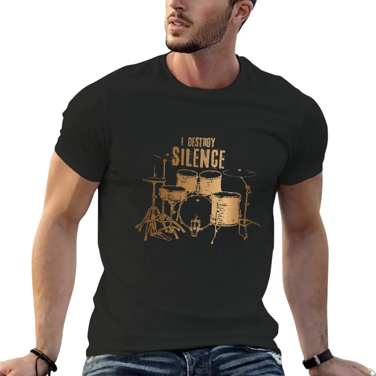 

Drum I Destroy Silence T-Shirt blanks plus sizes kawaii clothes men t shirt