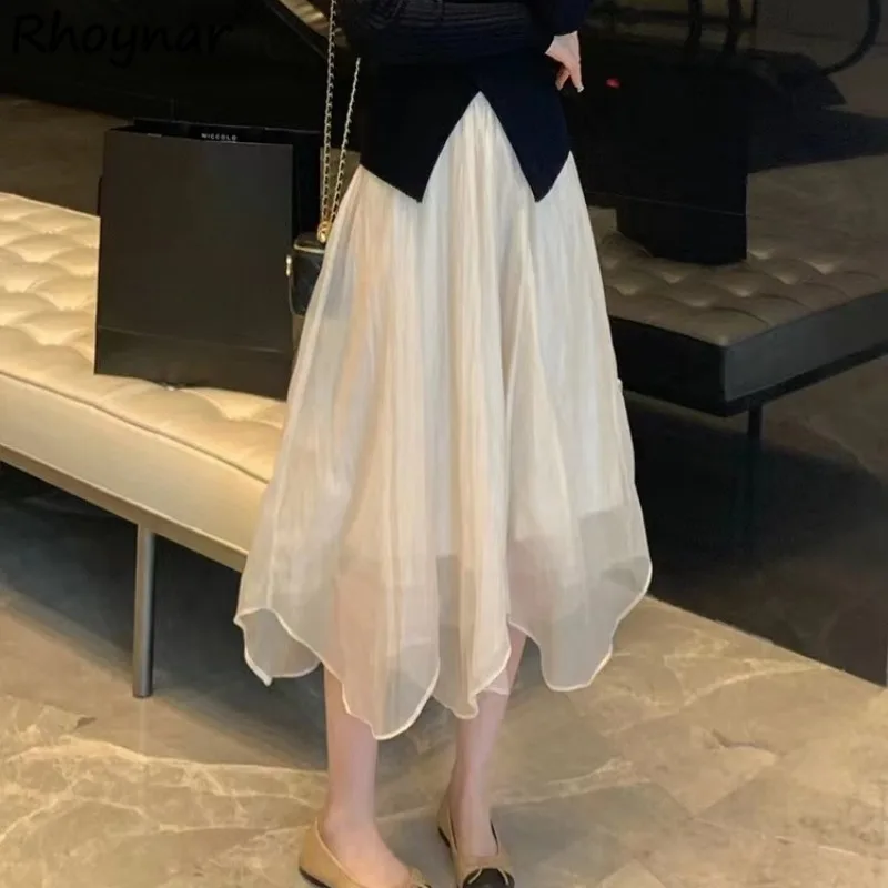 

Юбка-миди Женская тонкая с высокой талией, сетчатая нежная эстетичная офисная юбка с феи, Яркая дизайнерская одежда, на лето