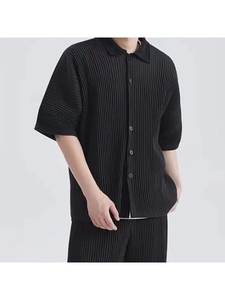 Рубашка Miyake мужская с коротким рукавом, тонкая Свободная Повседневная рубашка с коротким рукавом, однотонная модель JJ122, весна-лето
Рубашка Miyake мужская с коротким рукавом, тонкая Свободная Повседневная рубашка с коротким рукавом, однотонная модель JJ122, весна-лето