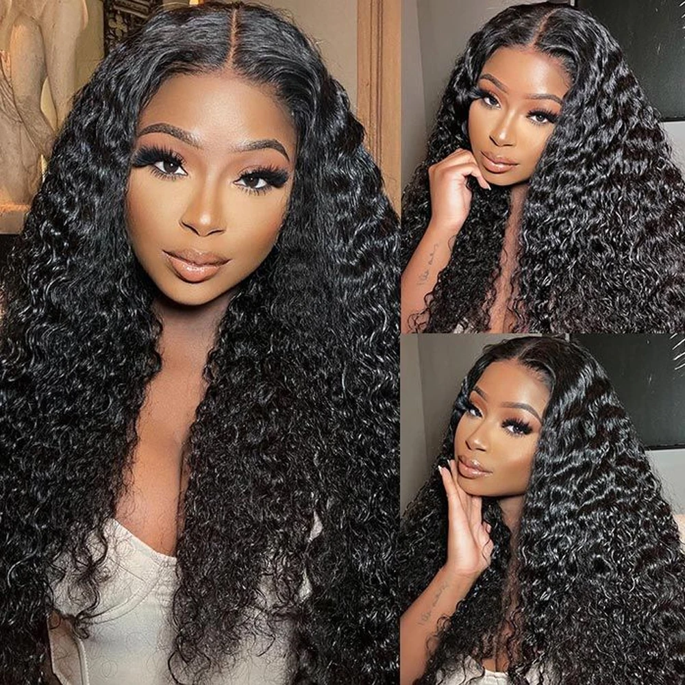 

Raw Indian deep wave 13x4 & 13x6 Hd transparent lace frontal wig 250 Density 4x4 lace Closure Human hair Wig Pre-plucked