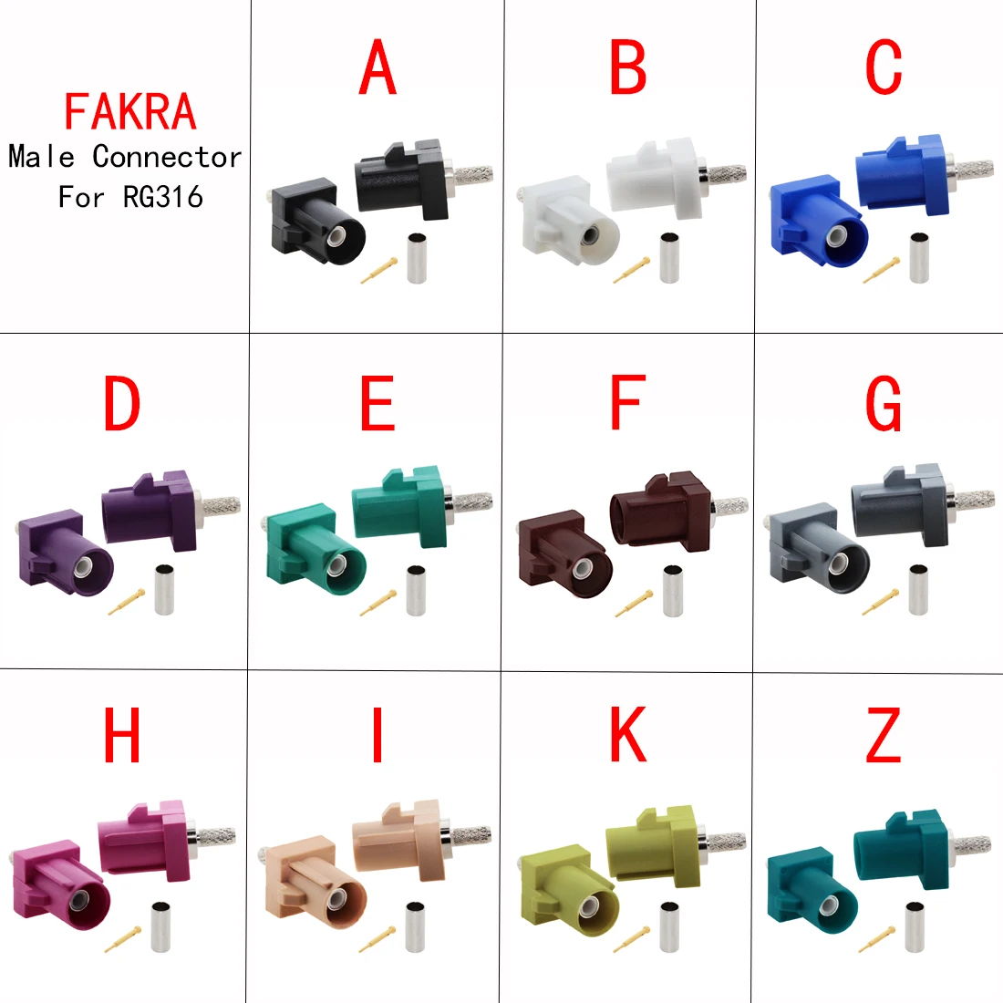 Коаксиальные разъемы Fakra A/B/C/D/E/F/G/H/I/K/Z RF, паяльный провод для кабеля RG316 /RG174, оптовая продажа, 1 шт.
Коаксиальные разъемы Fakra A/B/C/D/E/F/G/H/I/K/Z RF, паяльный провод для кабеля RG316 /RG174, оптовая продажа, 1 шт.