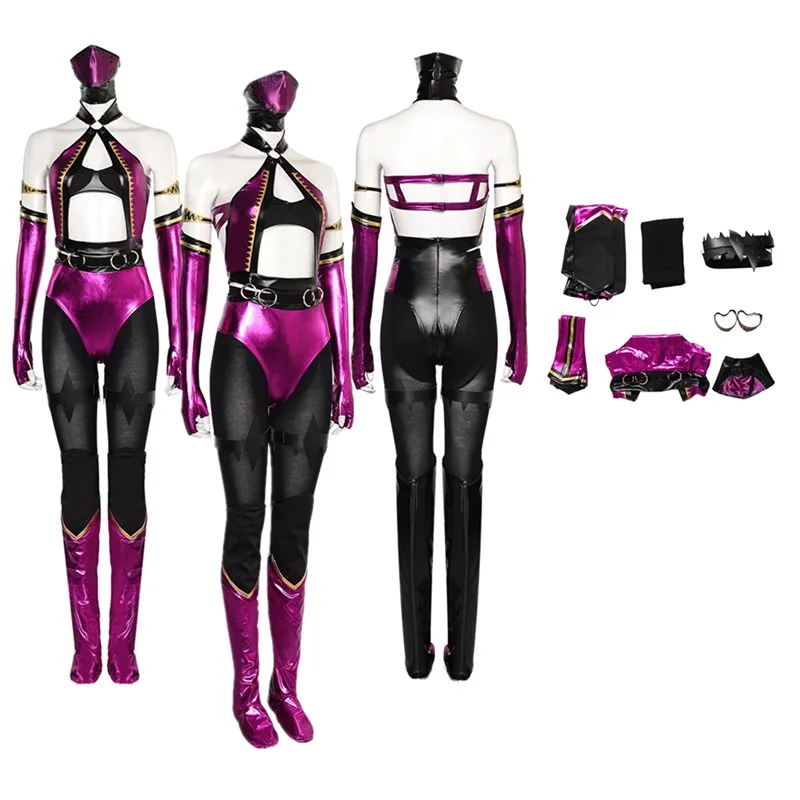 

Mortal Cos Kombat Mileena Cosplay Costume Adult Women Game Fantasia Jumpsuit Mask Outfits Halloween Carnival Disguise Party Suit