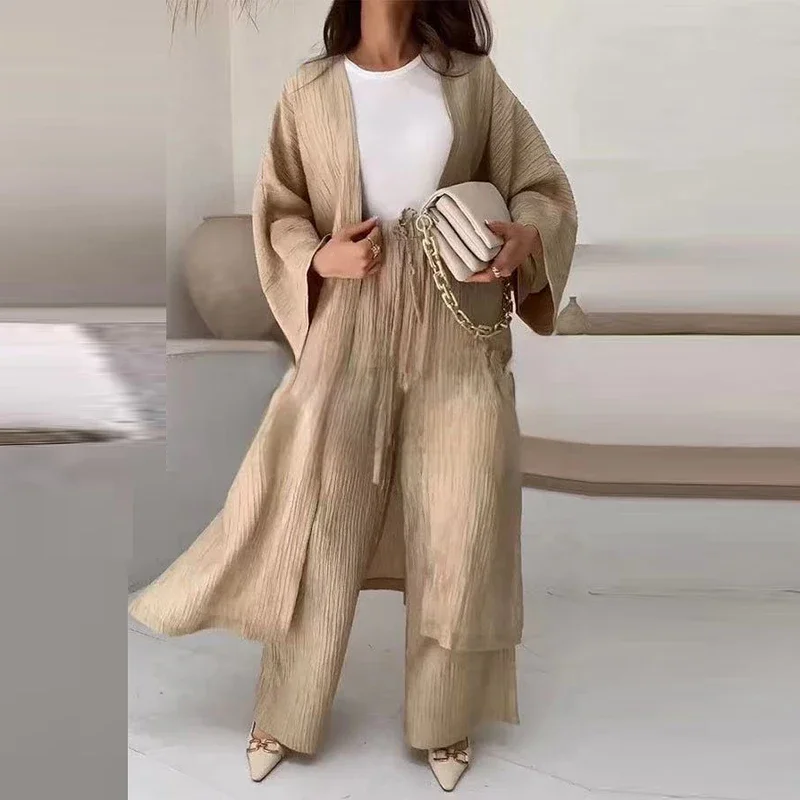 Elegant Female Loose Solid Color Outfits 2023 Women's Autumn Suits Lady Pleated Texture Top+Straight Casual Pants Two-Piece Sets
Elegant Female Loose Solid Color Outfits 2023 Women's Autumn Suits Lady Pleated Texture Top+Straight Casual Pants Two-Piece Sets