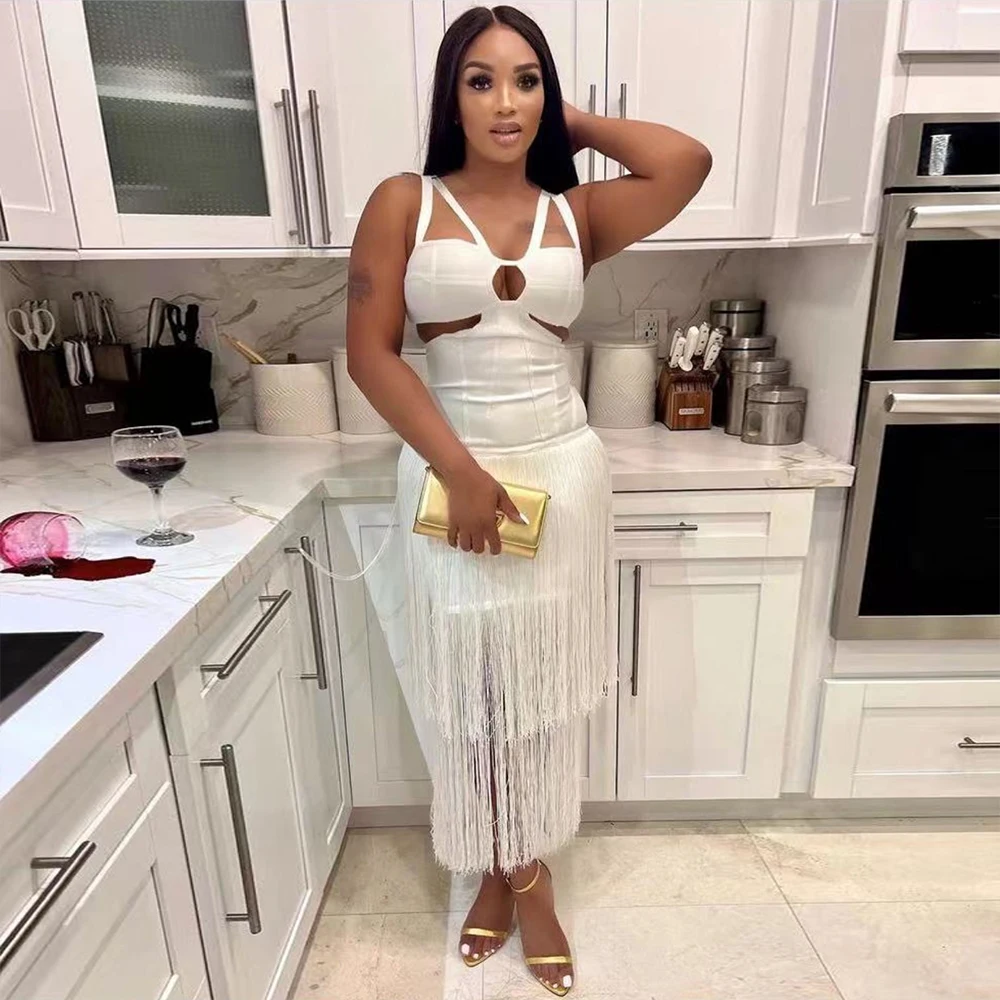 New Ladies Sexy Sleeveless Tassels Sling Top Tight Bandage Mini Dress Wedding, Birthday Celebration, Party Clothing Longuette
New Ladies Sexy Sleeveless Tassels Sling Top Tight Bandage Mini Dress Wedding, Birthday Celebration, Party Clothing Longuette