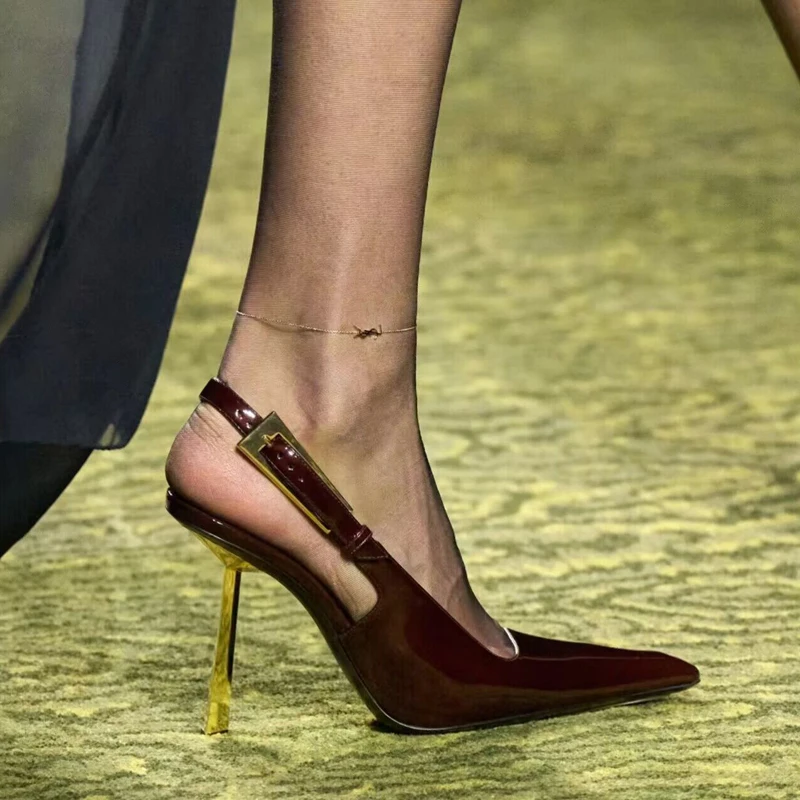 Brown Pointed Closed Toe Slingback Stiletto Sandals Woman Summer 2023 Black Buckle Sexy High Heels for Women Patent Leather
Brown Pointed Closed Toe Slingback Stiletto Sandals Woman Summer 2023 Black Buckle Sexy High Heels for Women Patent Leather
