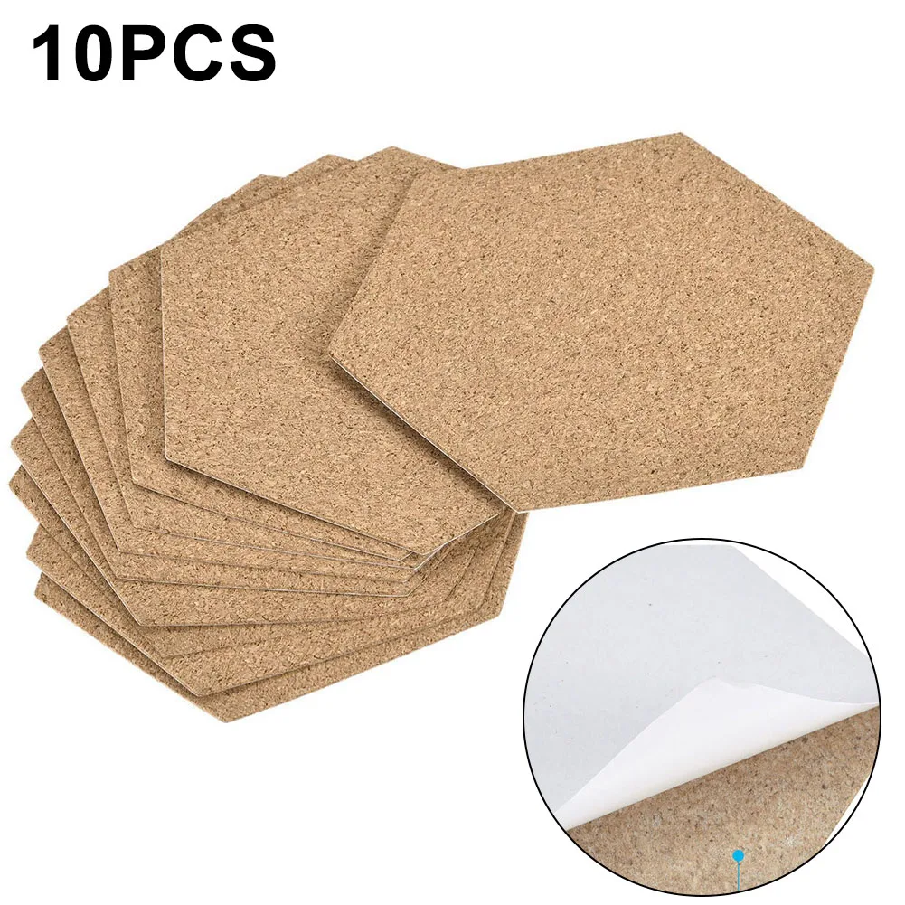 

10PCS 100x85x1mm Hexagon Coasters Cork Cup Mat Pad Anti-slip Hexagon Coasters For Office School Home Decorative Accessories