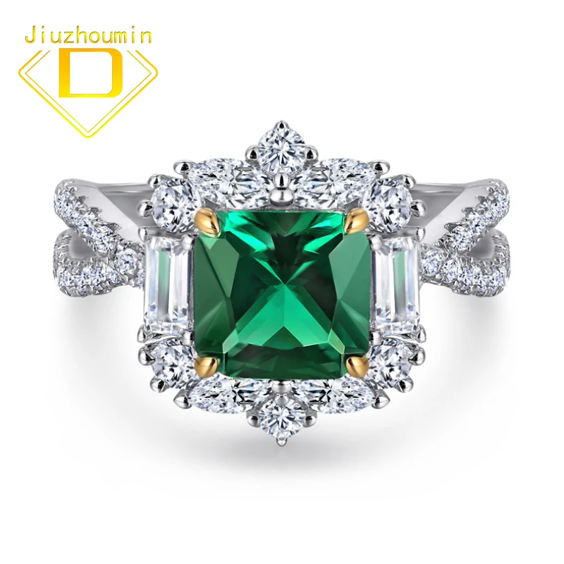 Luxury S925 Sterl Silver High Carbon Diamond Artificial Emerald Ring for Women Marry Engagement Gemstone Ring Gift for Girls New
Luxury S925 Sterl Silver High Carbon Diamond Artificial Emerald Ring for Women Marry Engagement Gemstone Ring Gift for Girls New