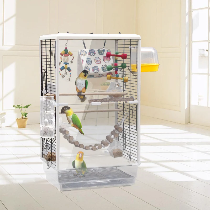 

Stainless Steel Bird Cage Transparent Plastic Sleep Outdoor Large Bird Cage Parrot Breeding Feeder Jaula Houses And Habitat