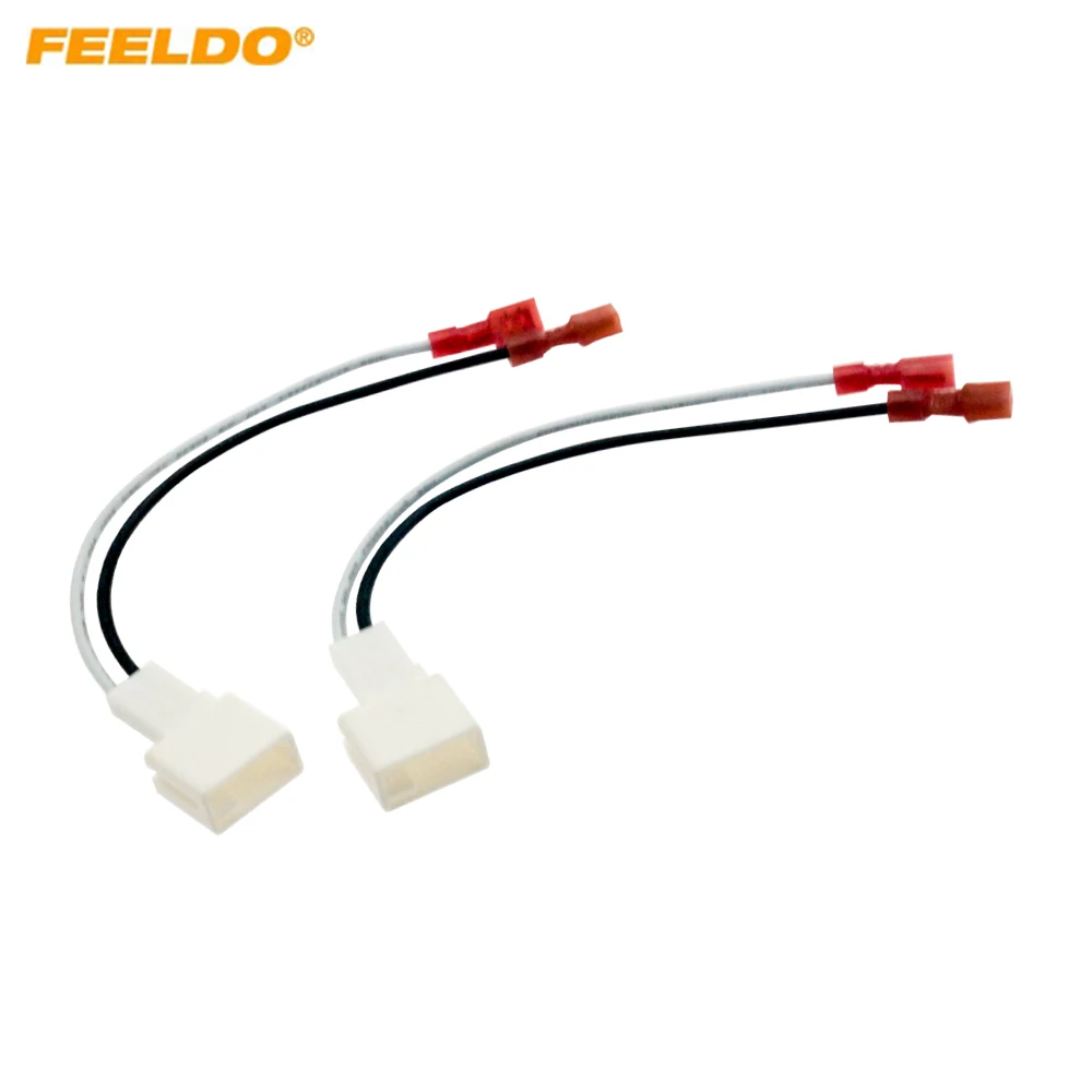 

FEELDO Car 2Pin Stereo Speaker Wire Harness Adaptors For Toyota Auto Speaker Replacement Connection Wiring Plug Cables