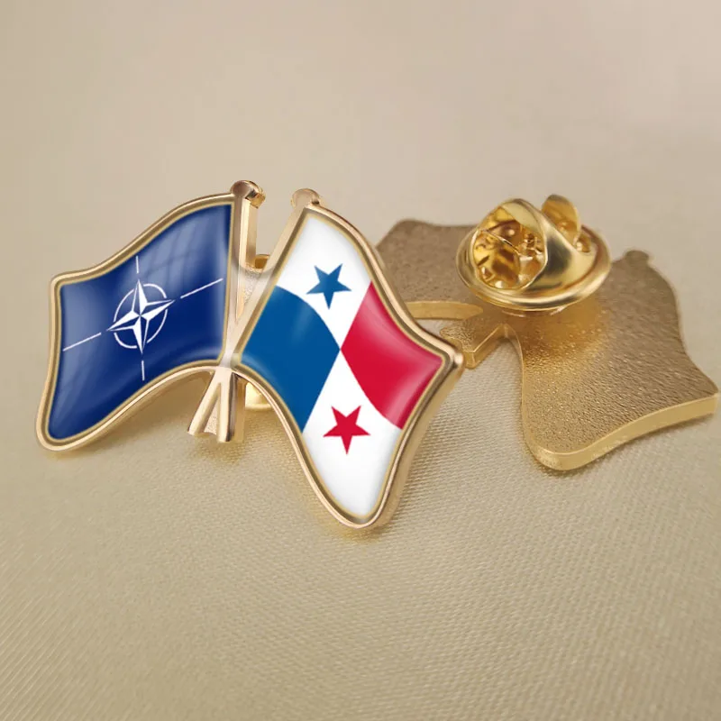 North Atlantic Treaty Organization NATO and Panama Crossed Double Friendship Flags Lapel Pins Brooch Badges
North Atlantic Treaty Organization NATO and Panama Crossed Double Friendship Flags Lapel Pins Brooch Badges