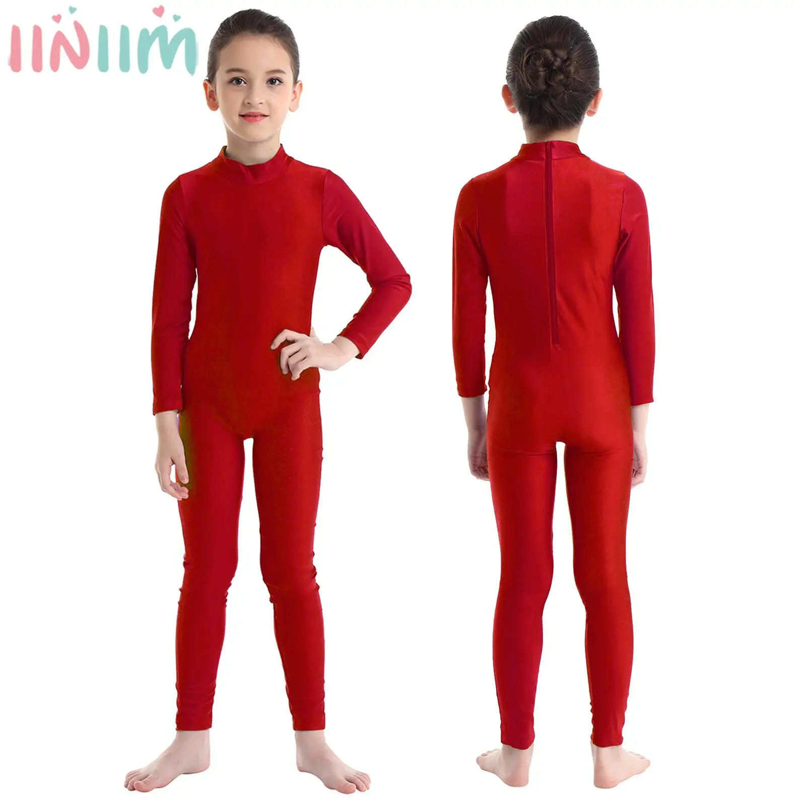 

Kids Girls Ballet Dance Gymnastics Leotard Long Sleeve Zipper Unitard Bodysuit Dancewear Acrobatics Yoga Performance Costume