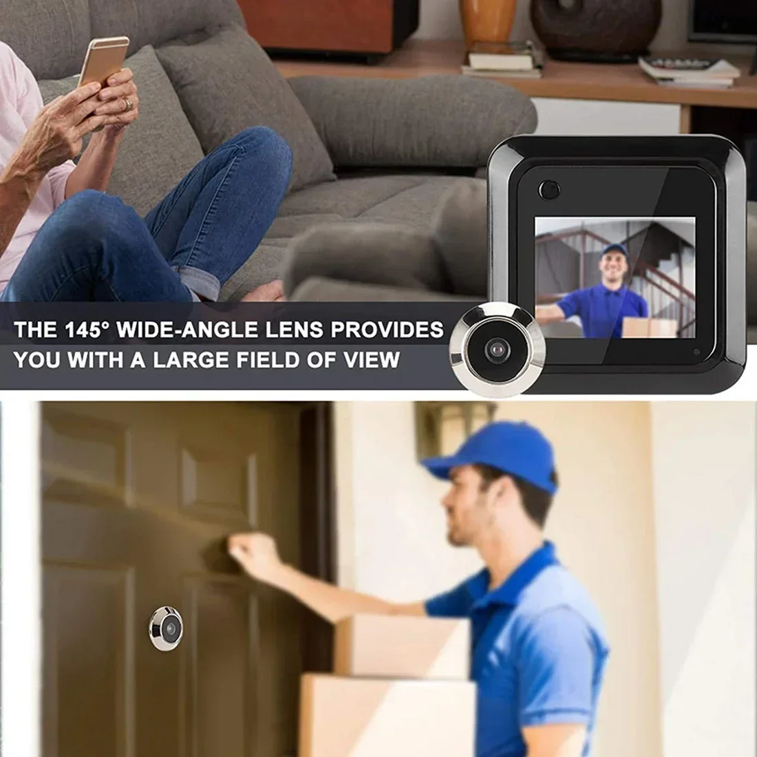 

Door Peephole Camera, Door for Home Apartment Entry Door video camera Viewer Digital 2.4Inch LCD Peephole, 90° Wide-Angle