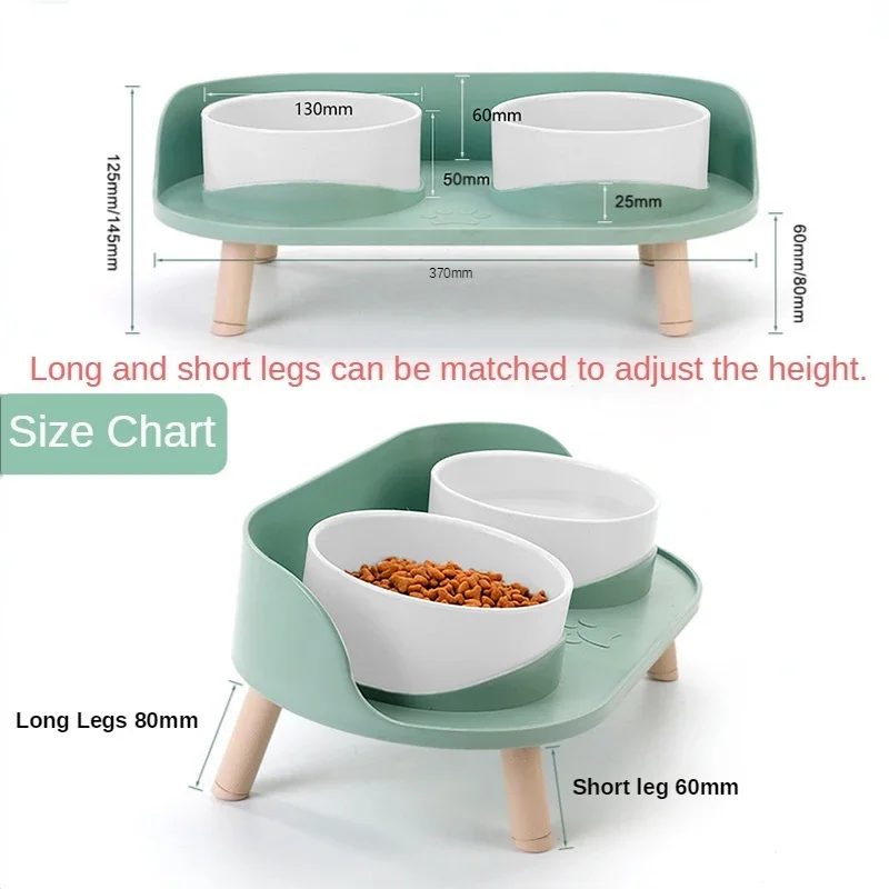 

Elevated Bowl Feeding Cat Dog Adjustable Double Water Supplies Dish Cats Bowls Dogs Drinker Food Feeders Feeder Pet Height