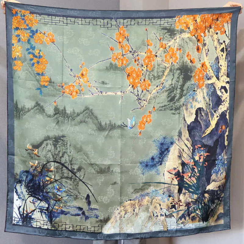 Luxury Double Sided 110CM Great Scarf True Flower Mulberry Silk Shawl Women Hand Rolled Designer Large Square Kerchief Headscarf
Luxury Double Sided 110CM Great Scarf True Flower Mulberry Silk Shawl Women Hand Rolled Designer Large Square Kerchief Headscarf