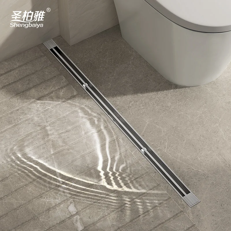 

Bathroom thickened stainless steel 304 drawing extremely narrow strip floor drain lengthened copper deodorant core strip floo