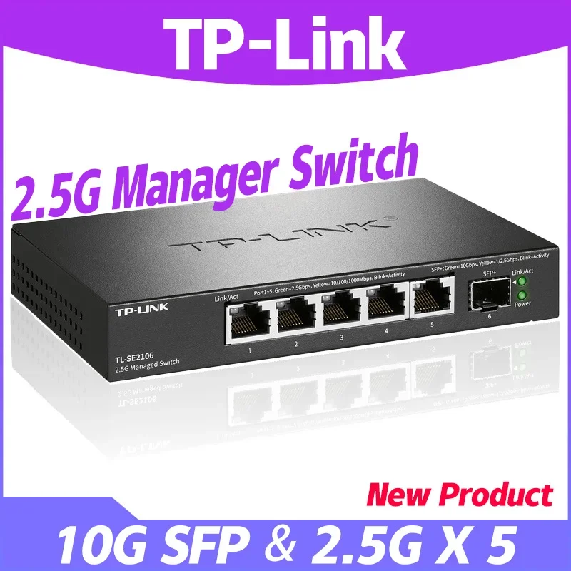 

TP-LINK 10Gb SFP WEB Management Switch 2500Mbps Network Port+10000M Optical Port Ethernet 2 5 Gigabit Switch TL-SE2106