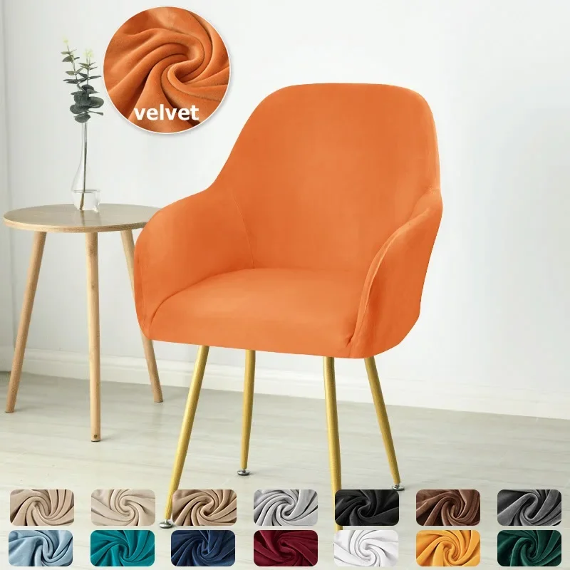 

Velvet High Armchair Cover Elastic Bar Chairs Covers Soild Color Washable Dining Chair Slipcovers Office Seat Slipcover for Home