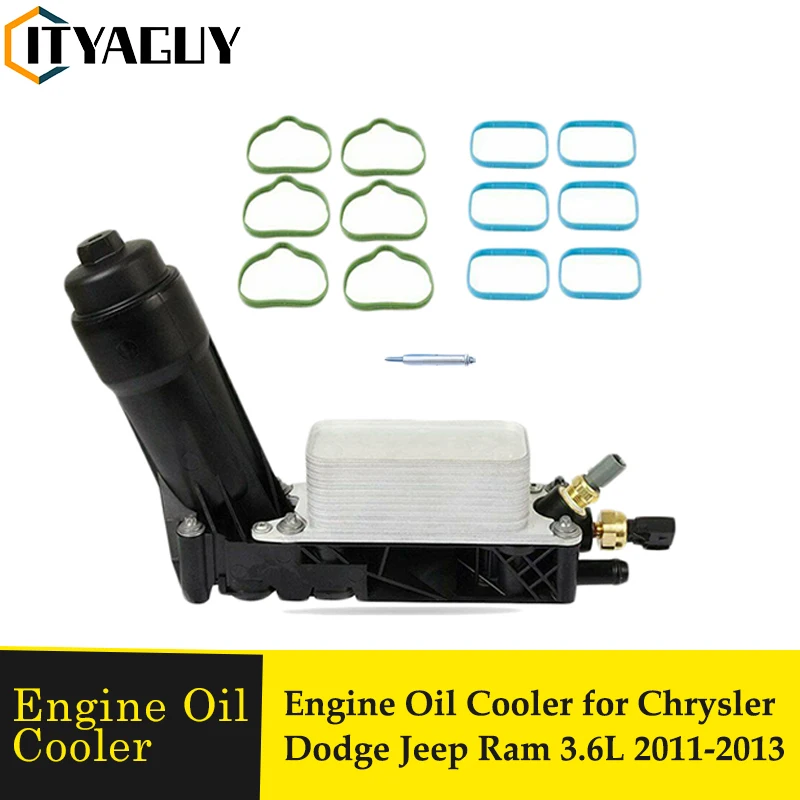 

Корпус фильтра масляного радиатора двигателя с сенсором, 16 прокладок для Chrysler Dodge Jeep Ram 3.6L 2011-2013 5184294AD 5184294AE 5184294A