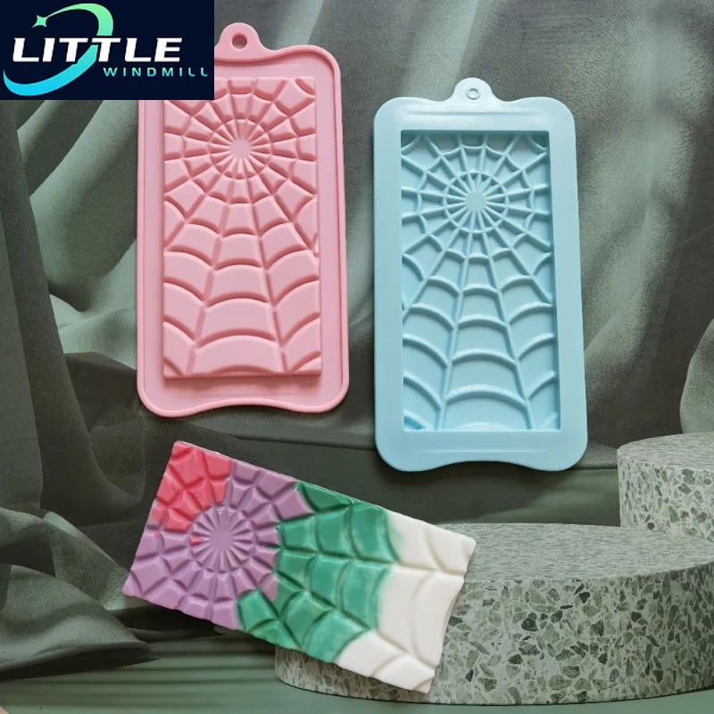 

New Spider Web Chocolate Bar Mold Cake Silicone Cookie Cupcake Molds Soap Mould DIY Rectangle Square Chocolate Mold