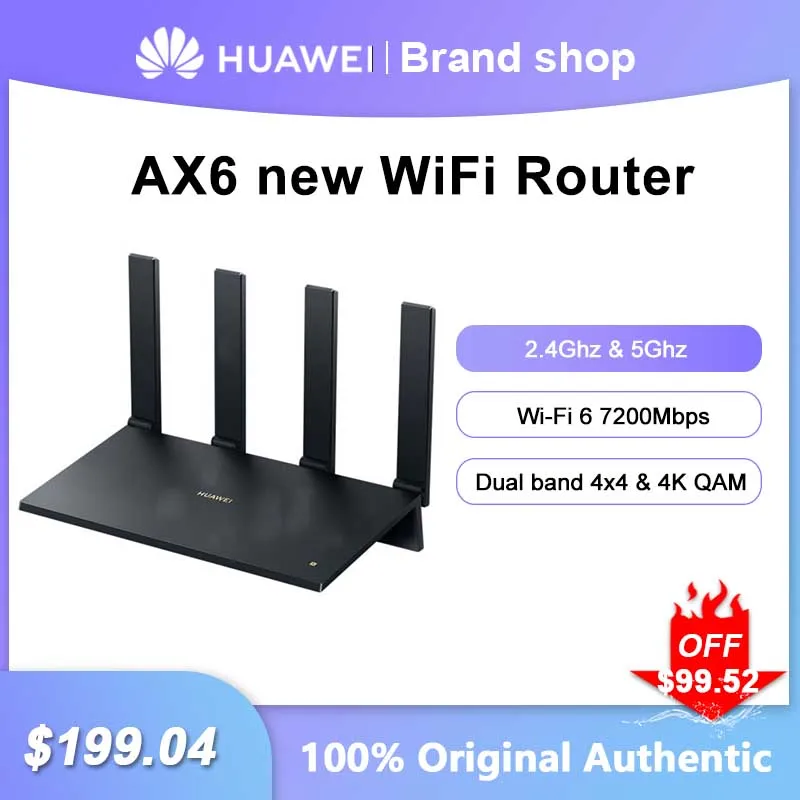 Original Huawei AX6 new Router Wi-Fi 6 7200Mbps Wireless Network Signal Repeater Dual Band Gigabit Amplifier For Home Office
Original Huawei AX6 new Router Wi-Fi 6 7200Mbps Wireless Network Signal Repeater Dual Band Gigabit Amplifier For Home Office