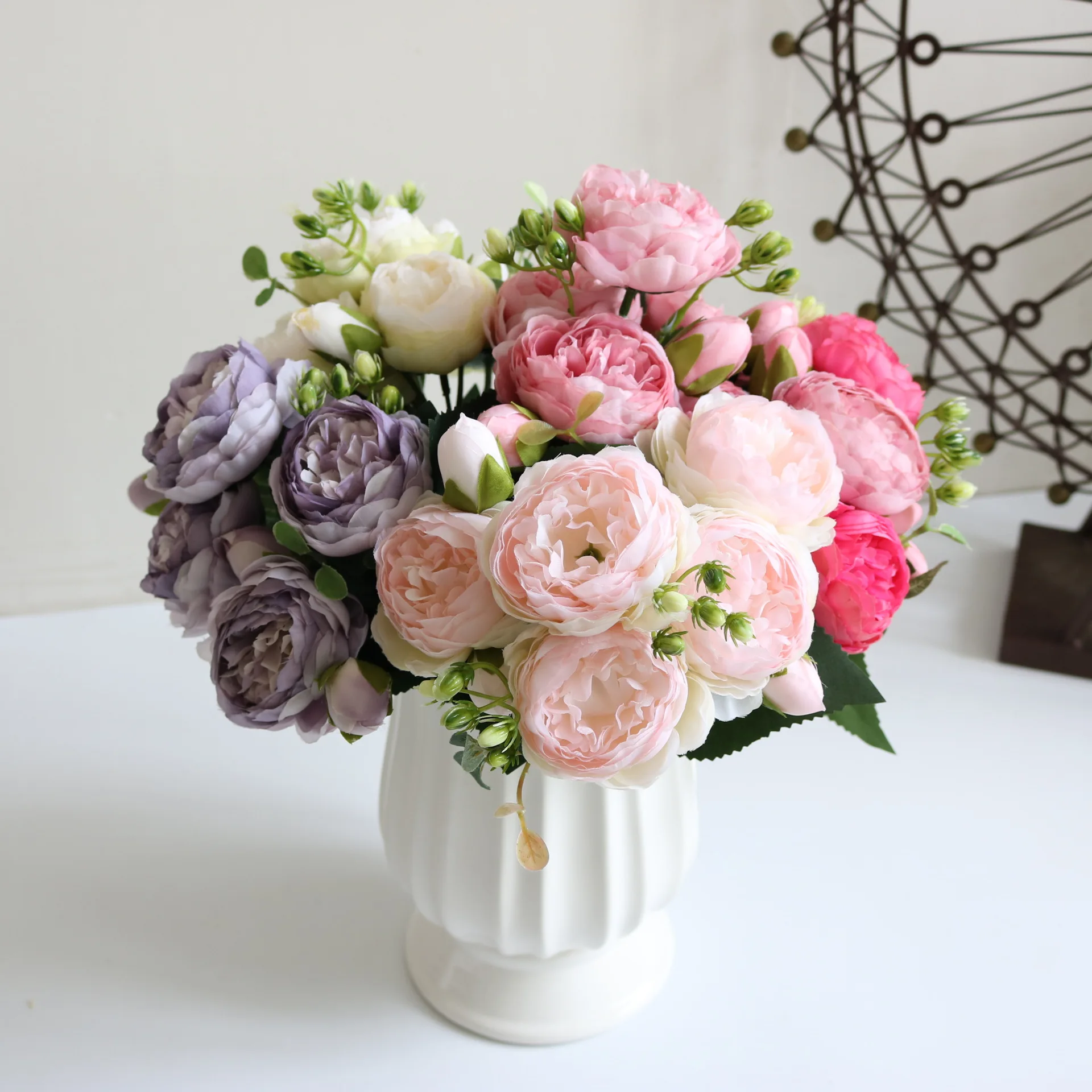 Artificial Fake Peony Silk Bouquet Faux Rose Berries Flowers Arrangements Table Centerpieces Wedding Bouquets, Party Home Decor
Artificial Fake Peony Silk Bouquet Faux Rose Berries Flowers Arrangements Table Centerpieces Wedding Bouquets, Party Home Decor