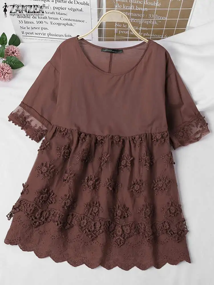 ZANZEA Summer Fashion Embroidery Blouse Casual Lace Crochet Tops Women Short Sleeve Patchwork Shirts Holiday Mech Blusas Chemise
ZANZEA Summer Fashion Embroidery Blouse Casual Lace Crochet Tops Women Short Sleeve Patchwork Shirts Holiday Mech Blusas Chemise