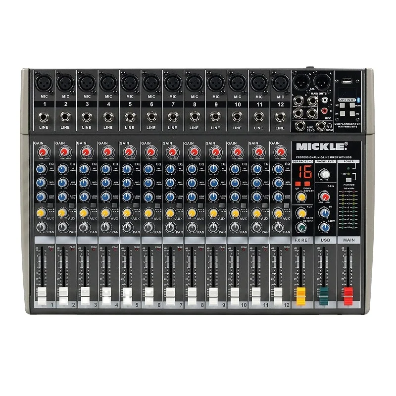 

Manchez MQ-12 Professional 4 8 12 Channel Audio Mixer USB High Bass Mixing Console MP3 Karaoke Amplifier DJ Equipment