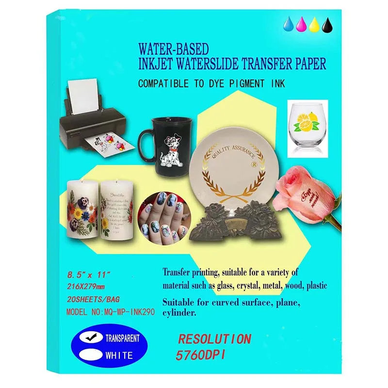 Transparent water transfer printing paper for ceramic cup DIY character inkjet print pattern water slide decal A4 paper
Transparent water transfer printing paper for ceramic cup DIY character inkjet print pattern water slide decal A4 paper