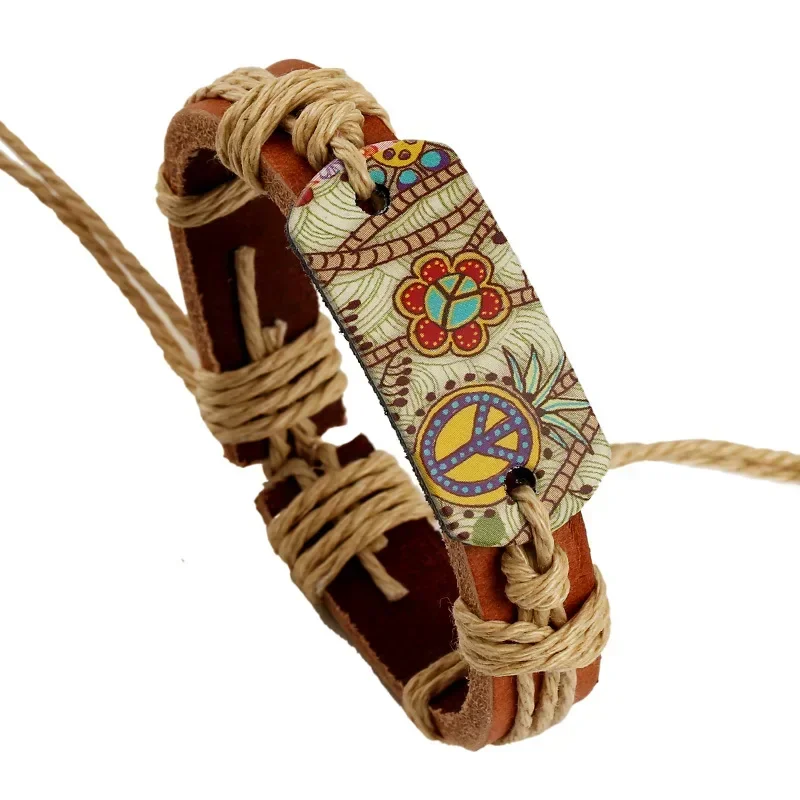 Popular Accessories Hemp Rope Woven Cowhide Chain Retro Beach Style Hot Stamping Peace Logo Leather Bracelet Men's and Women's
Popular Accessories Hemp Rope Woven Cowhide Chain Retro Beach Style Hot Stamping Peace Logo Leather Bracelet Men's and Women's