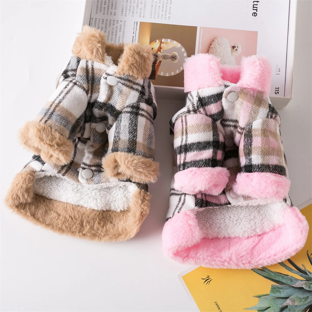 

Winter Dog Clothes Warm Pet Plaid Jacket For Small Dogs Cats Soft Puppy Kitten Vest Coat Chihuahua Yorkie Sweatshirt Accessories