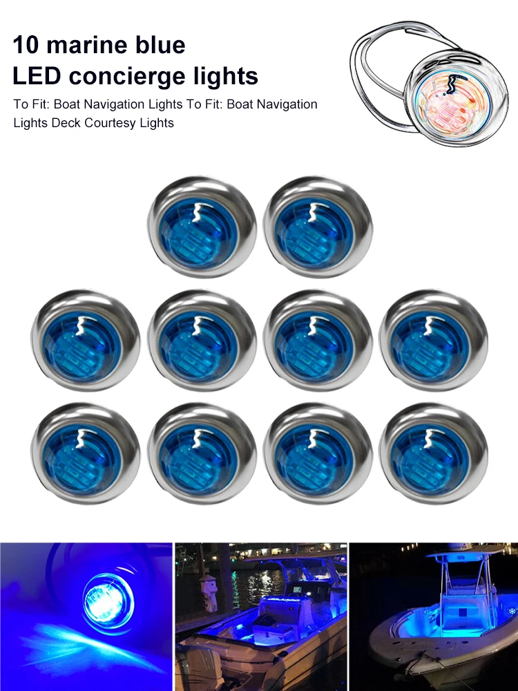 10Pcs 12V Marine Boat Transom LED Stern Light Round White LED Tail Lamp Waterproof IP67 Yacht Side Marker Courtesy Lights Blue
10Pcs 12V Marine Boat Transom LED Stern Light Round White LED Tail Lamp Waterproof IP67 Yacht Side Marker Courtesy Lights Blue