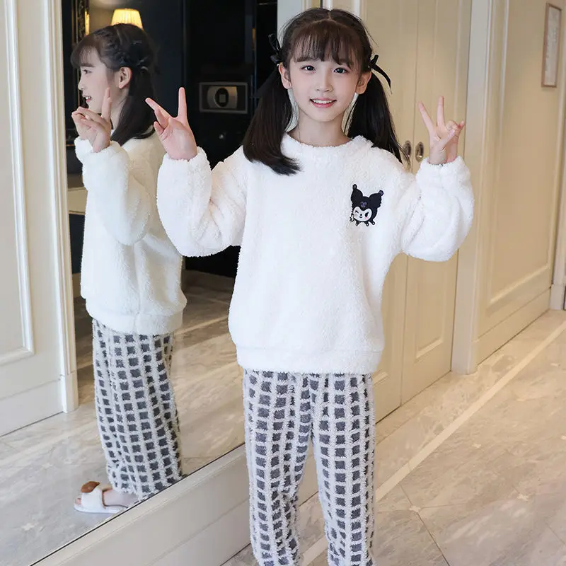 Kuromi Anime Kawaii Sanrio Children Long Sleeve Hooded Pajamas Winter Cute My Melody Coral Velvet Baby Homewear Pants Kids Toys
Kuromi Anime Kawaii Sanrio Children Long Sleeve Hooded Pajamas Winter Cute My Melody Coral Velvet Baby Homewear Pants Kids Toys
