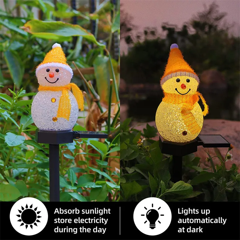 

Christmas Solar LED Lights Snowman Garden Decoration Outdoor Waterproof Garden Light Lawn Landscape Ground Plug Lamp