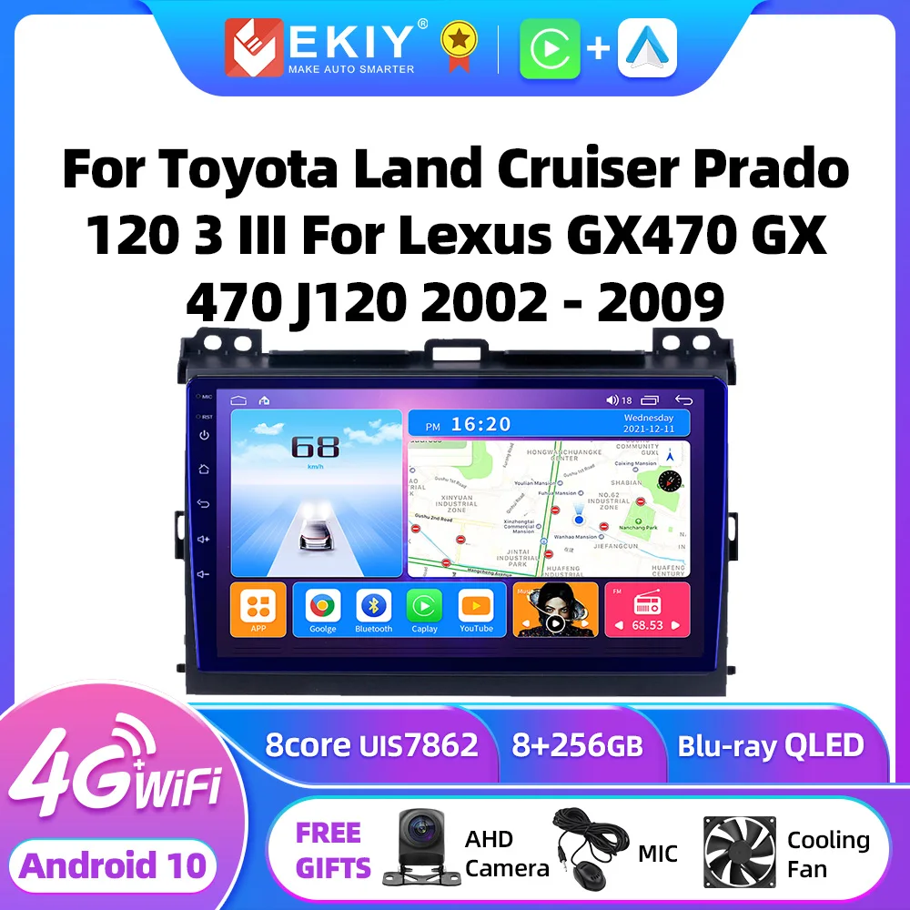 

EKIY Android For Toyota Land Cruiser Prado 120 3 III For Lexus GX470 GX 470 J120 2002-2009 Stereo Car Radio Multimedia GPS Navi