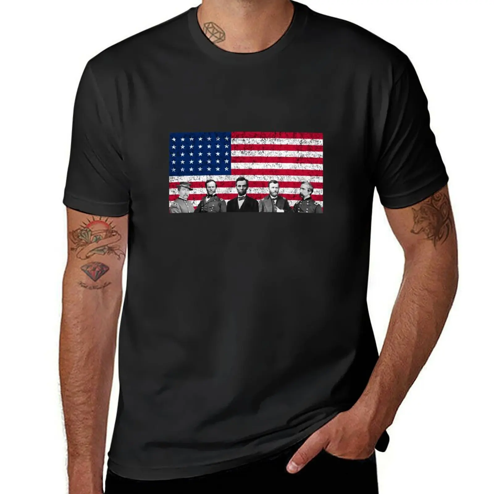 

Union Heroes and The American Flag T-shirt funnys boys whites vintage clothes aesthetic clothes Short sleeve tee men