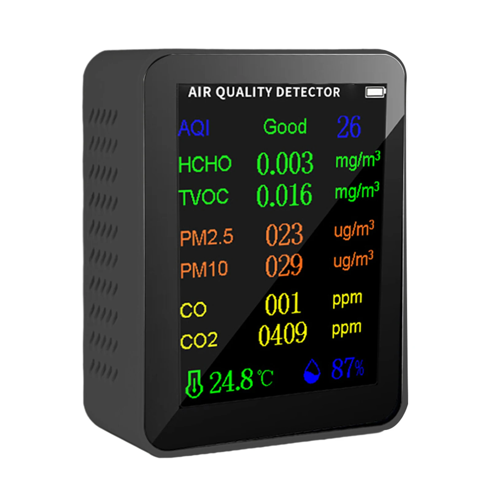 Детектор качества воздуха 10 в 1 PM2 5 PM10 HCHO AQI, тестер температуры и влажности, цветной дисплей на тонкопленочных транзисторах с управлением через приложение
Детектор качества воздуха 10 в 1 PM2 5 PM10 HCHO AQI, тестер температуры и влажности, цветной дисплей на тонкопленочных транзисторах с управлением через приложение