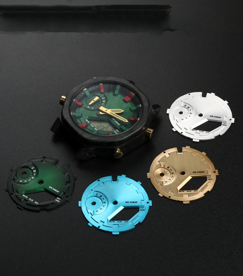 

For GA-2100 CasiOak for Casio GA2100 Modification Cool Metal Dial Tiffany Multi Color Surface Watch Brushed DIY Accessories