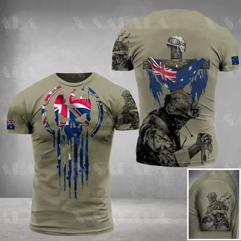 남성용 호주 국기 3D 프린트 티셔츠, 베테랑 반팔 O넥 그래픽, 오버사이즈 위장 통기성 상의, 여름 패션