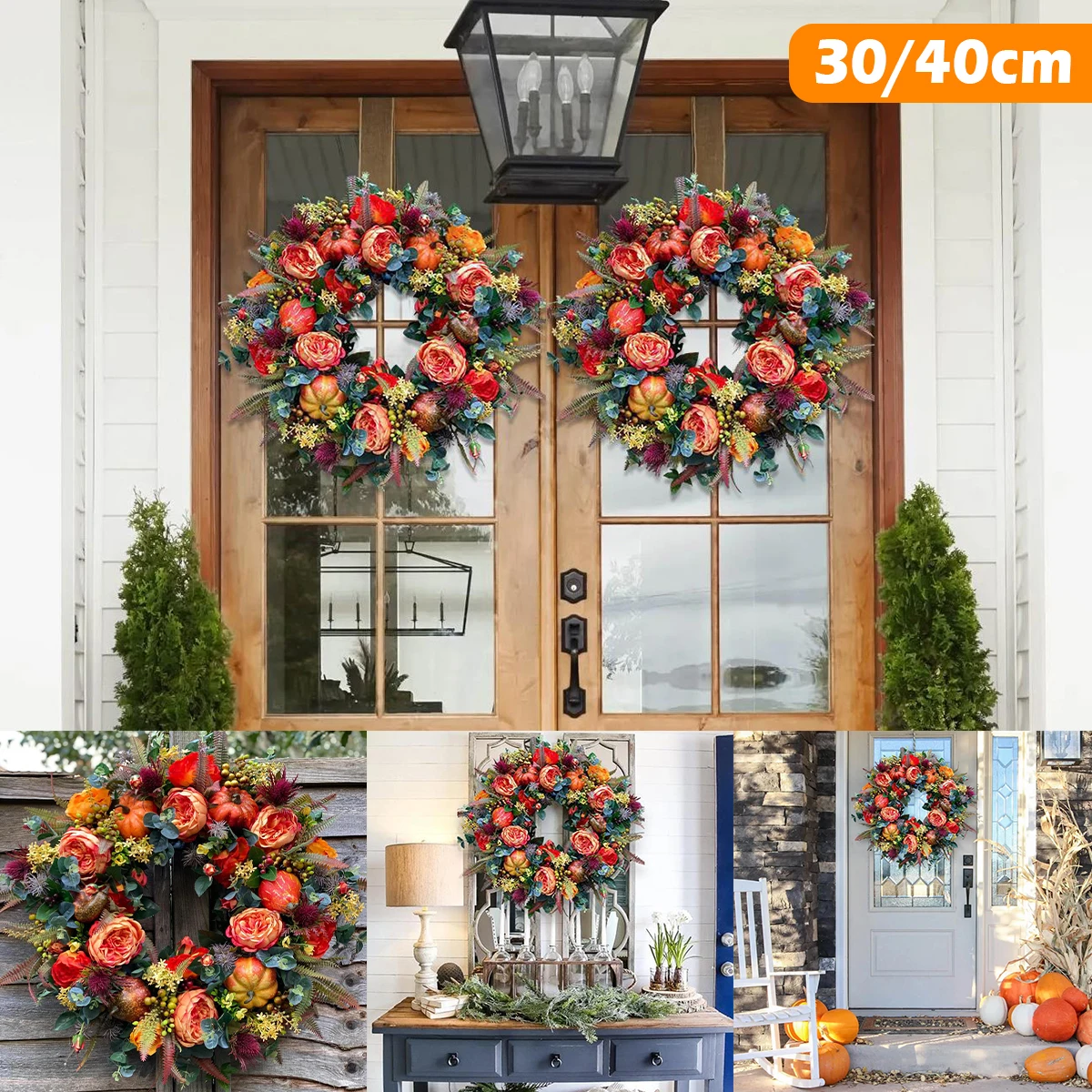 Fall Wreath 40/50CM Artificial Autumn Harvest Wreath Peony Pumpkin Wreath Realistic Halloween Thanksgiving Wreath Home Decor for
Fall Wreath 40/50CM Artificial Autumn Harvest Wreath Peony Pumpkin Wreath Realistic Halloween Thanksgiving Wreath Home Decor for