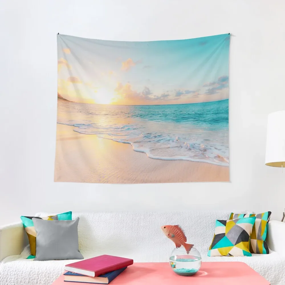 

Sunset on Beach, Ocean Scene Print Tapestry Living Room Decoration Things To Decorate The Room Tapestry