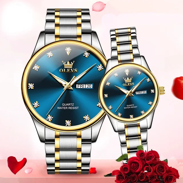 OLEVS-Montre à quartz étanche pour couple, montres pour amoureux, date Shoous, marque supérieure, tendance de la mode, originale, nouveau 2