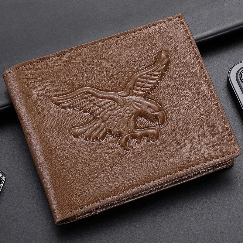 

New Men's Wallet Trendy Fashion Simple Short Horizontal Style Personalized Embossed Retro Wallet Eagle Coin Bag Men's Wallet