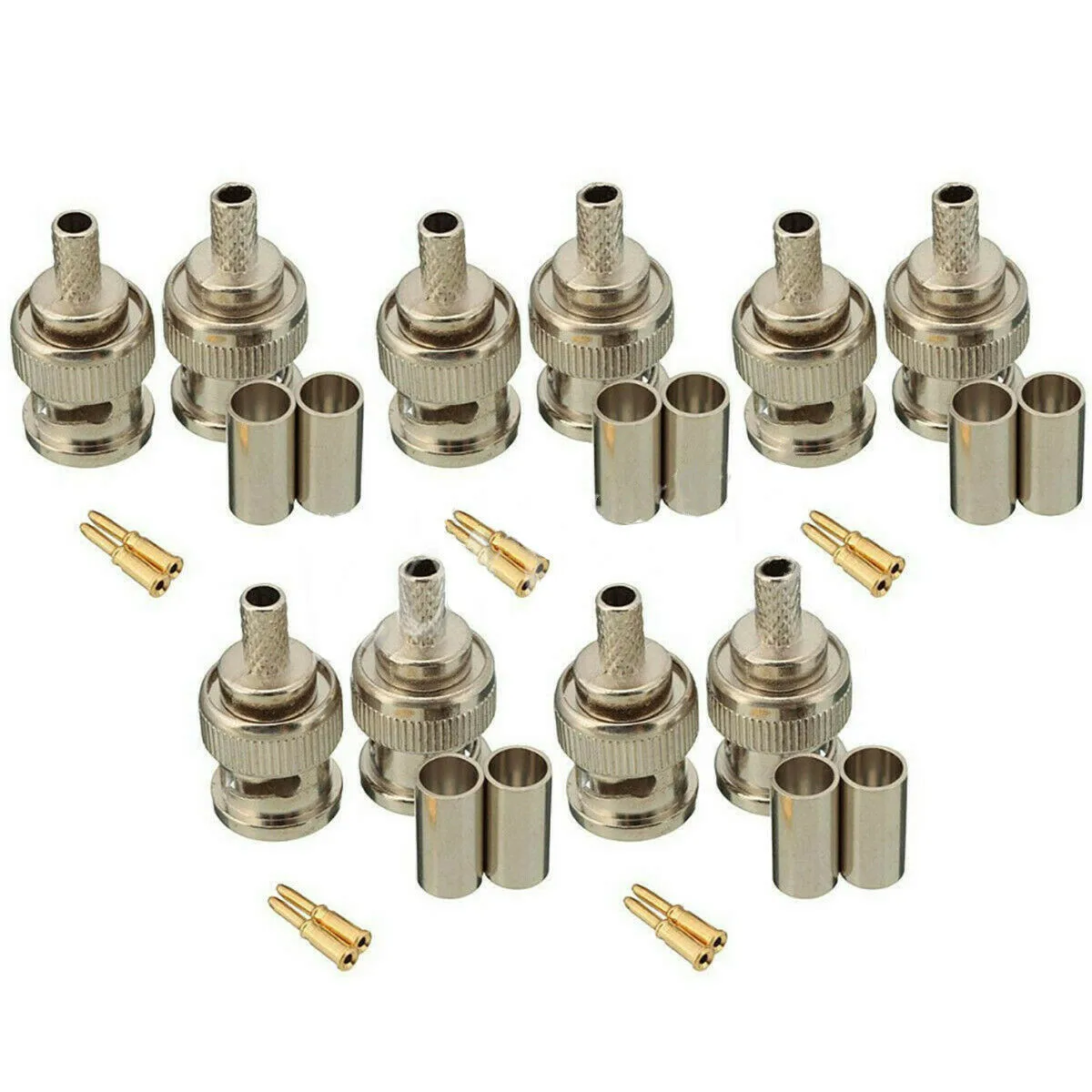 10 Sets BNC Plug High Quality 3PCS Male Crimp Connectors Metal Sturdy RG58 50 Ohm Connector Practical Brand New
10 Sets BNC Plug High Quality 3PCS Male Crimp Connectors Metal Sturdy RG58 50 Ohm Connector Practical Brand New