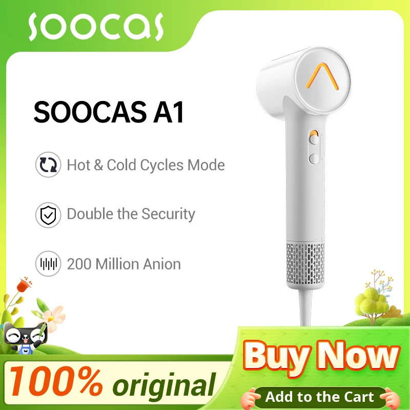 SOOCAS A1 фен для волос портативный интеллектуальный термостатический высокой мощности Отрицательный lon фен для волос
SOOCAS A1 фен для волос портативный интеллектуальный термостатический высокой мощности Отрицательный lon фен для волос
